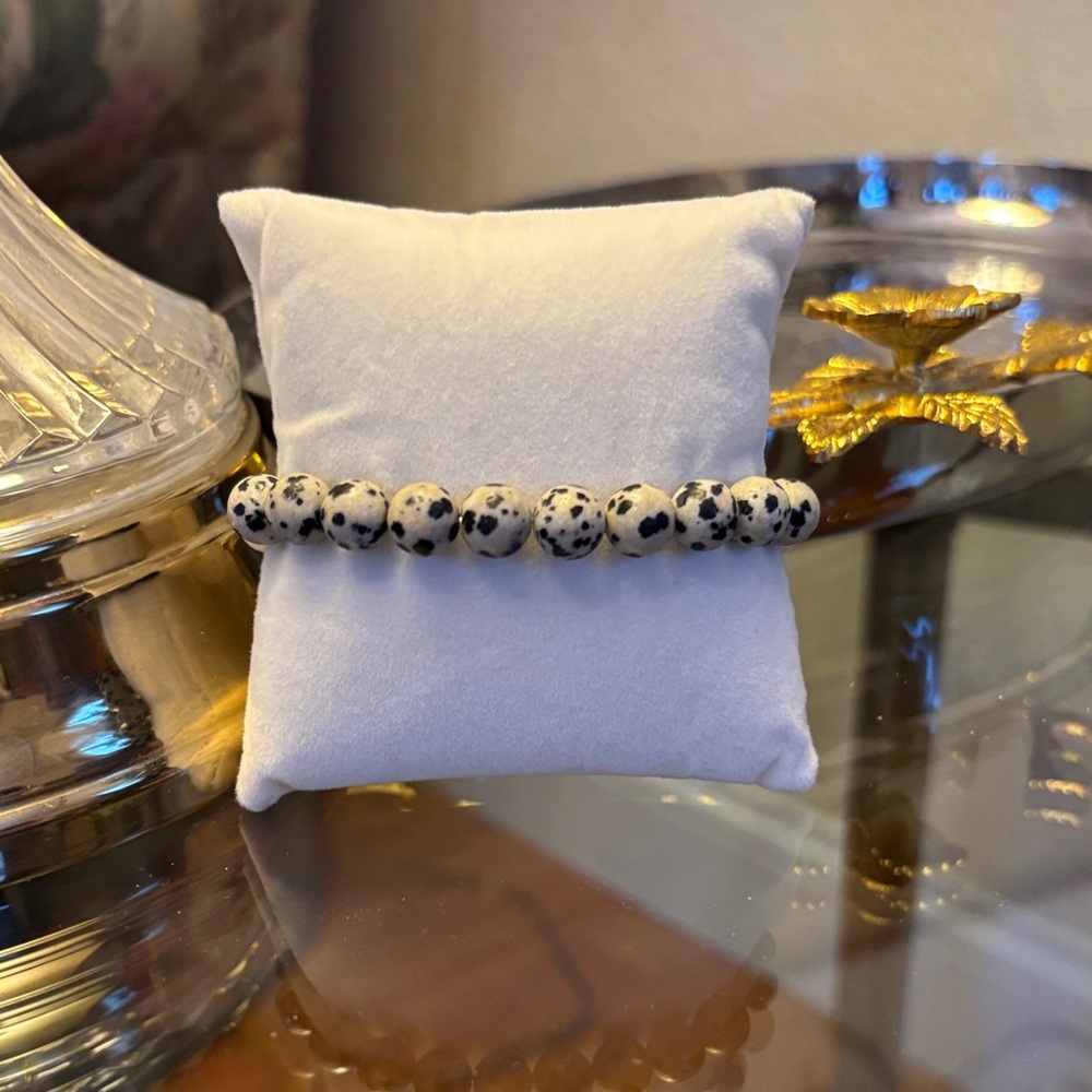Dalmatian Jasper and Rose Quartz‎ Bracelet